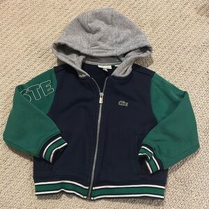 Lacoste Green and Navy Zip Hoodie